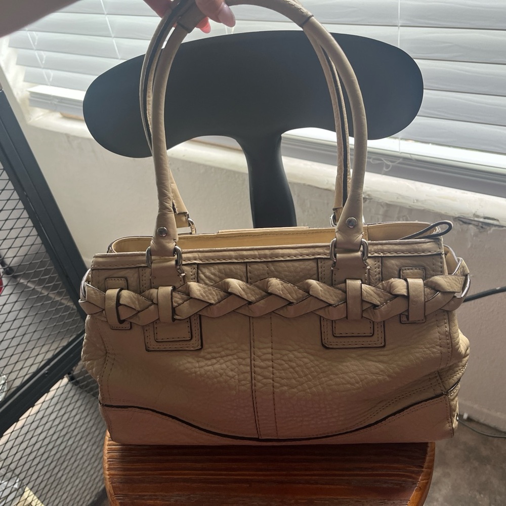 Coach Beige Leather Satchel with Braided Detail - Picture 2 of 7